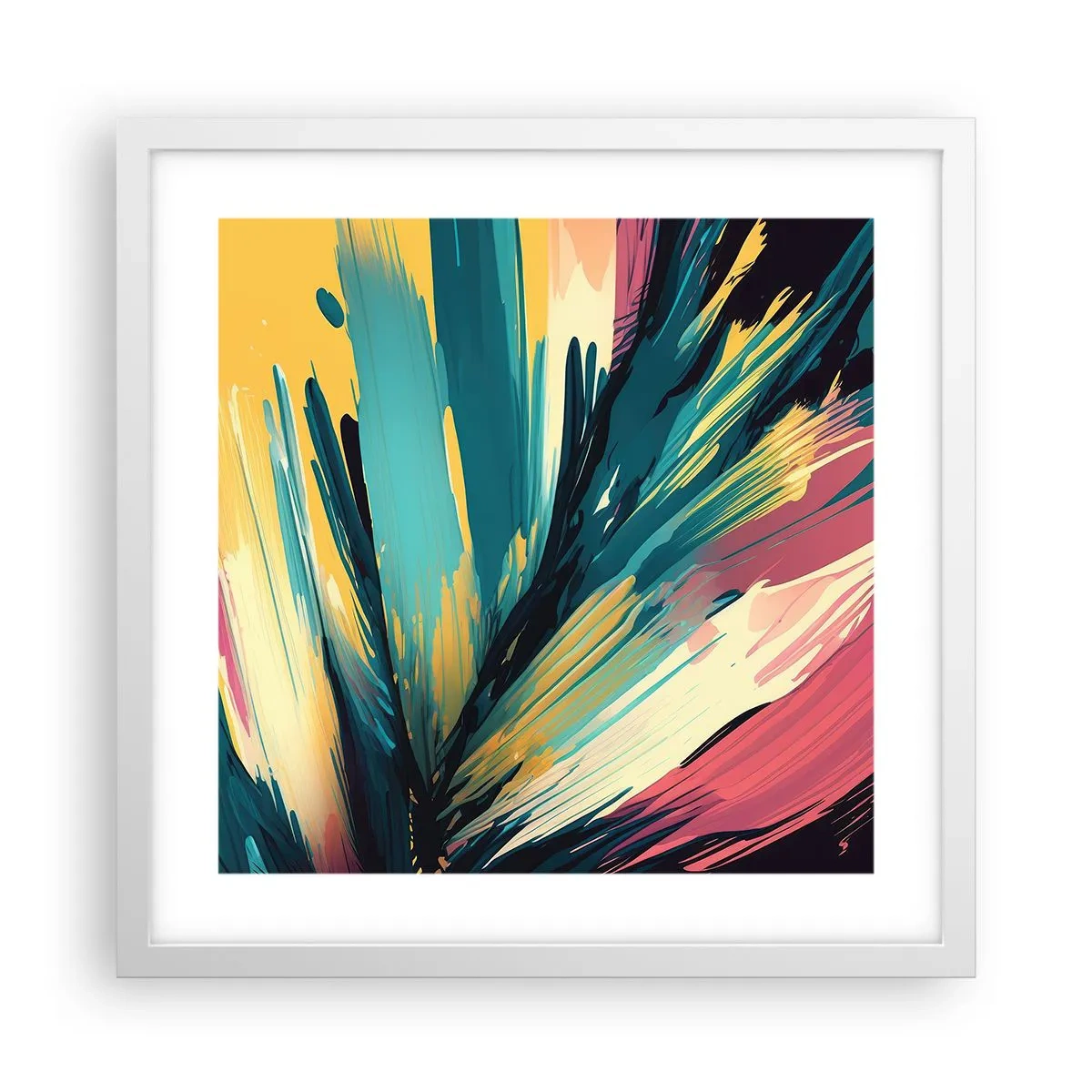 Plakat i hvid ramme - Komposition - en eksplosion af glæde - 40x40 cm