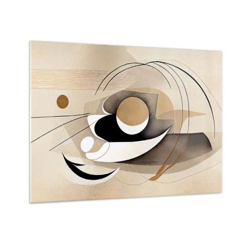 Billede på glas - Minimalistisk abstraktion i beige med geometriske former - 70x50cm - Komposition: essensen af ting - Moderne vægdekoration til stue og soveværelse ARTTOR