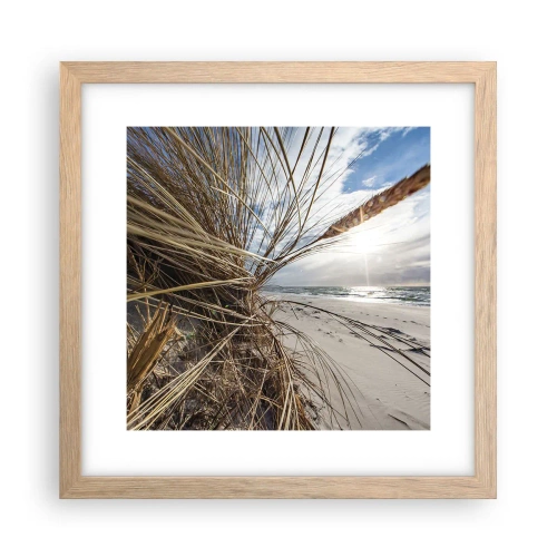 Plakat i ramme af lyst egetræ - Et møde mellem elementerne - 30x30 cm