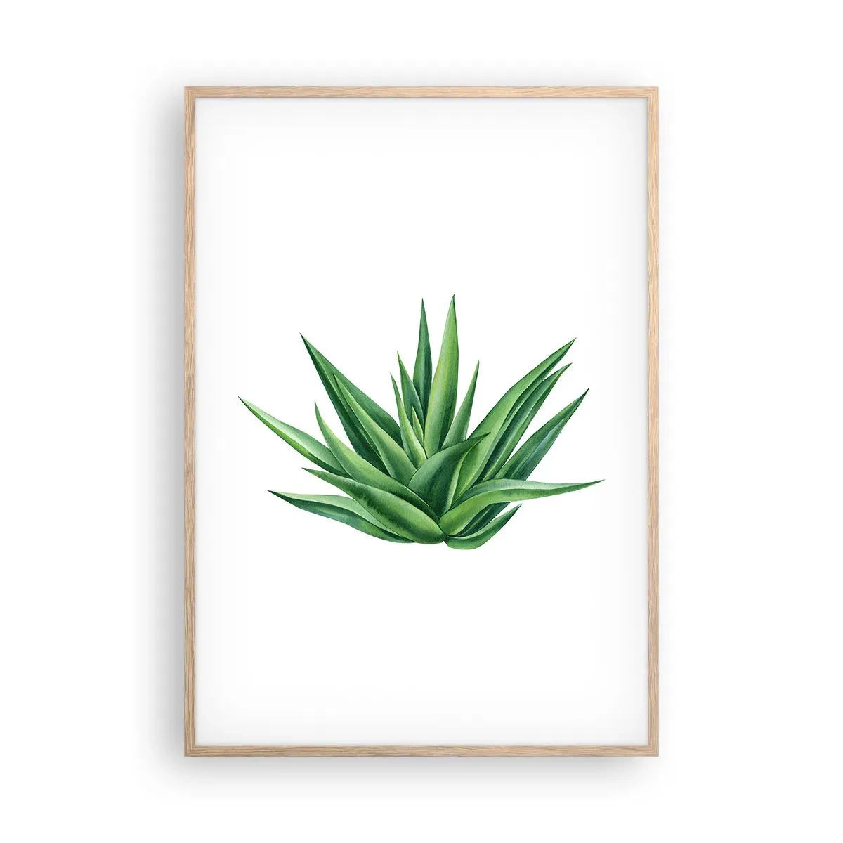 Plakat i ramme af lyst egetræ - Grøn - styrke - liv - 70x100 cm