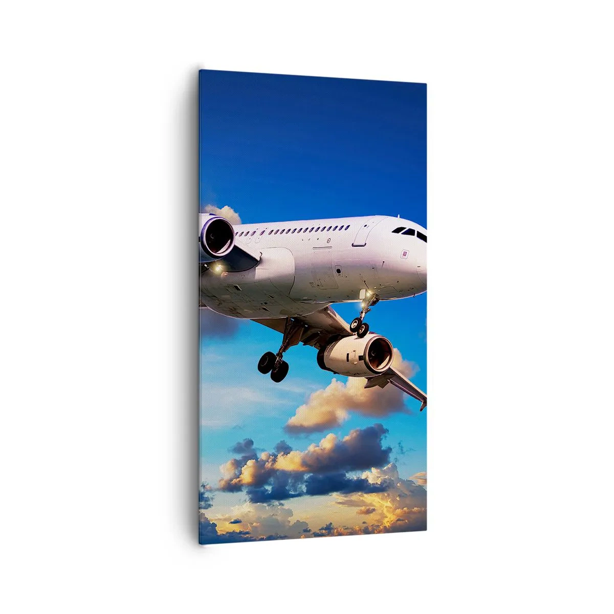 Lærredstryk - Billede på lærred - En rejse i hvidt og blåt - 65x120 cm