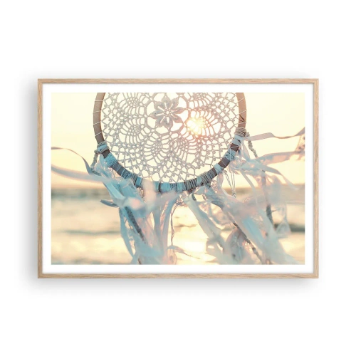 Plakat i ramme af lyst egetræ - Totem med blonder - 100x70 cm