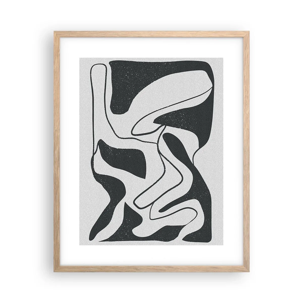 Plakat i ramme af lyst egetræ - Abstrakt leg i en labyrint - 40x50 cm