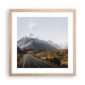Plakat i ramme af lyst egetræ - Vejen til hjerte - 40x40 cm