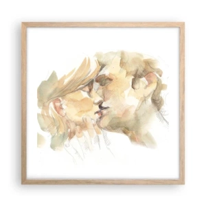 Plakat i ramme af lyst egetræ - Den fundne halvdel? - 50x50 cm