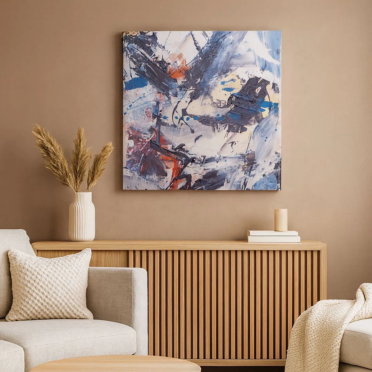 Lærredstryk - Billede på lærred - Abstraktionens vanvittige dans - 30x30 cm