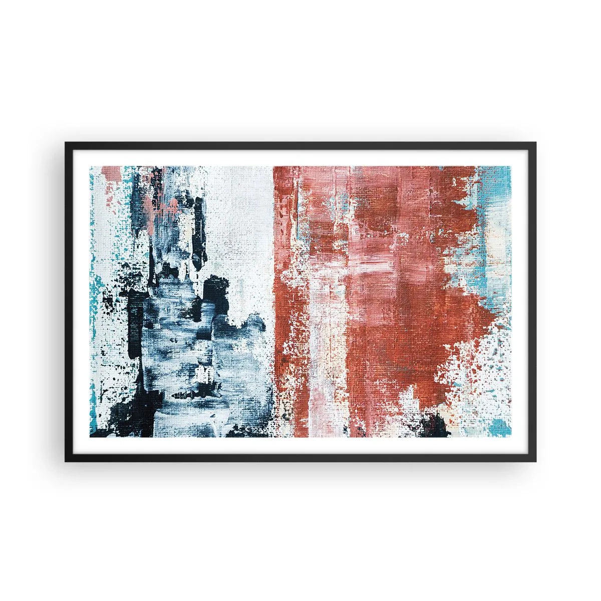Plakat i sort ramme - Abstrakt halvt og halvt - 91x61 cm