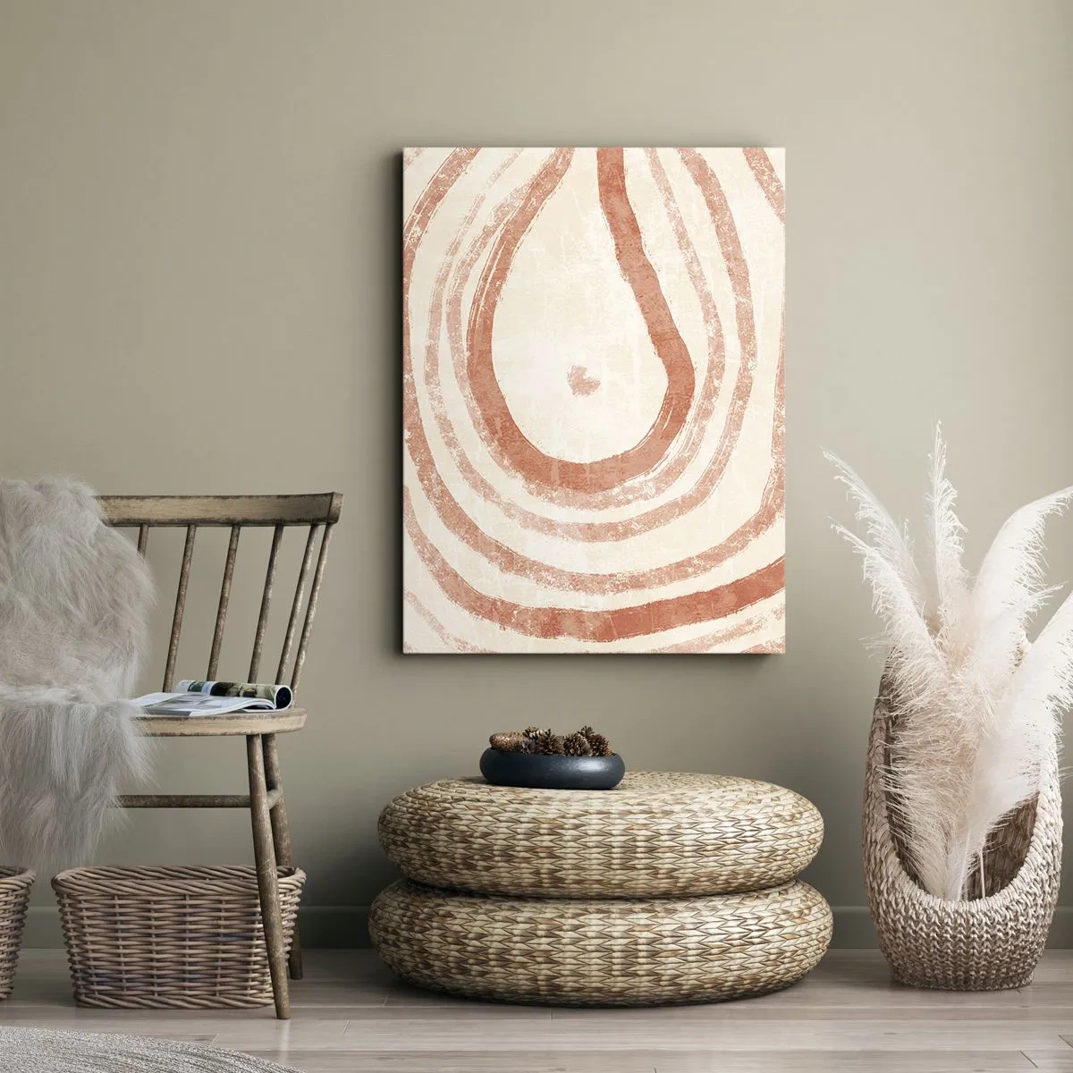 Lærredstryk - Billede på lærred - Koralcirkler - komposition - 50x70 cm