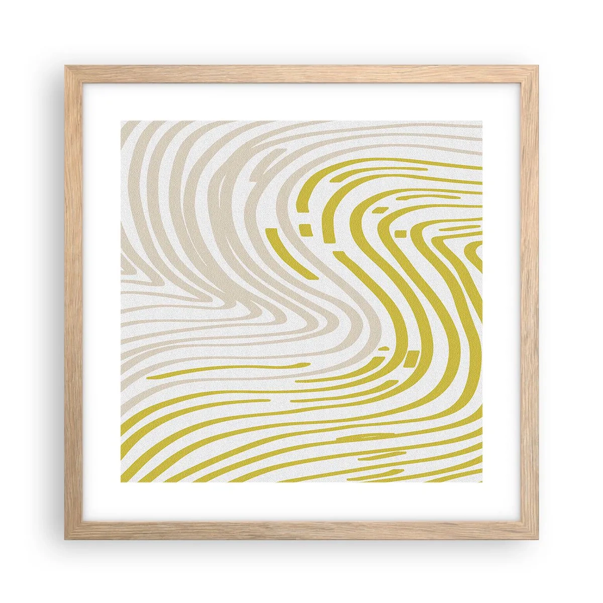 Plakat i ramme af lyst egetræ - Komposition med et blidt sving - 40x40 cm
