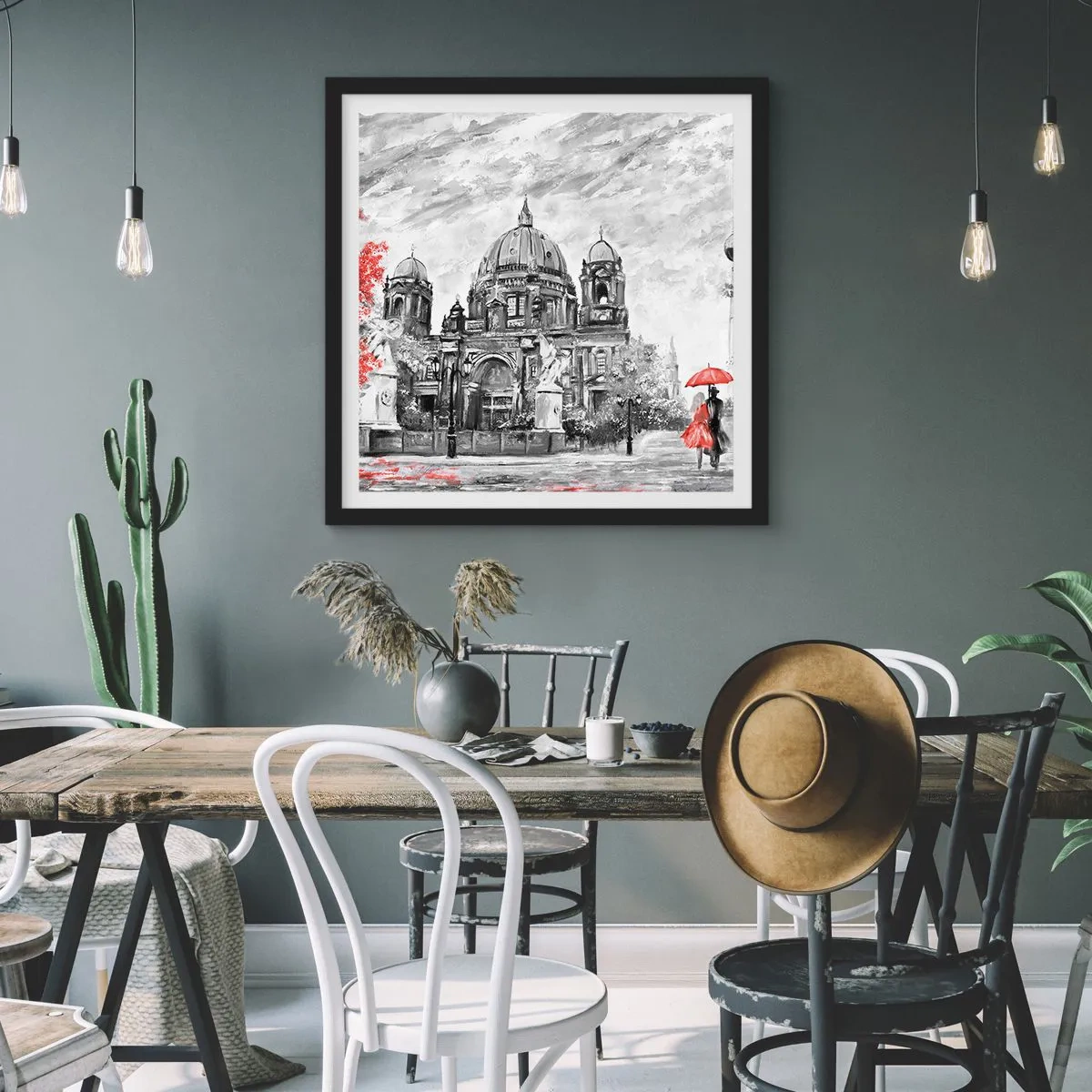 Plakat i sort ramme - Møde i Berlin - 50x50 cm