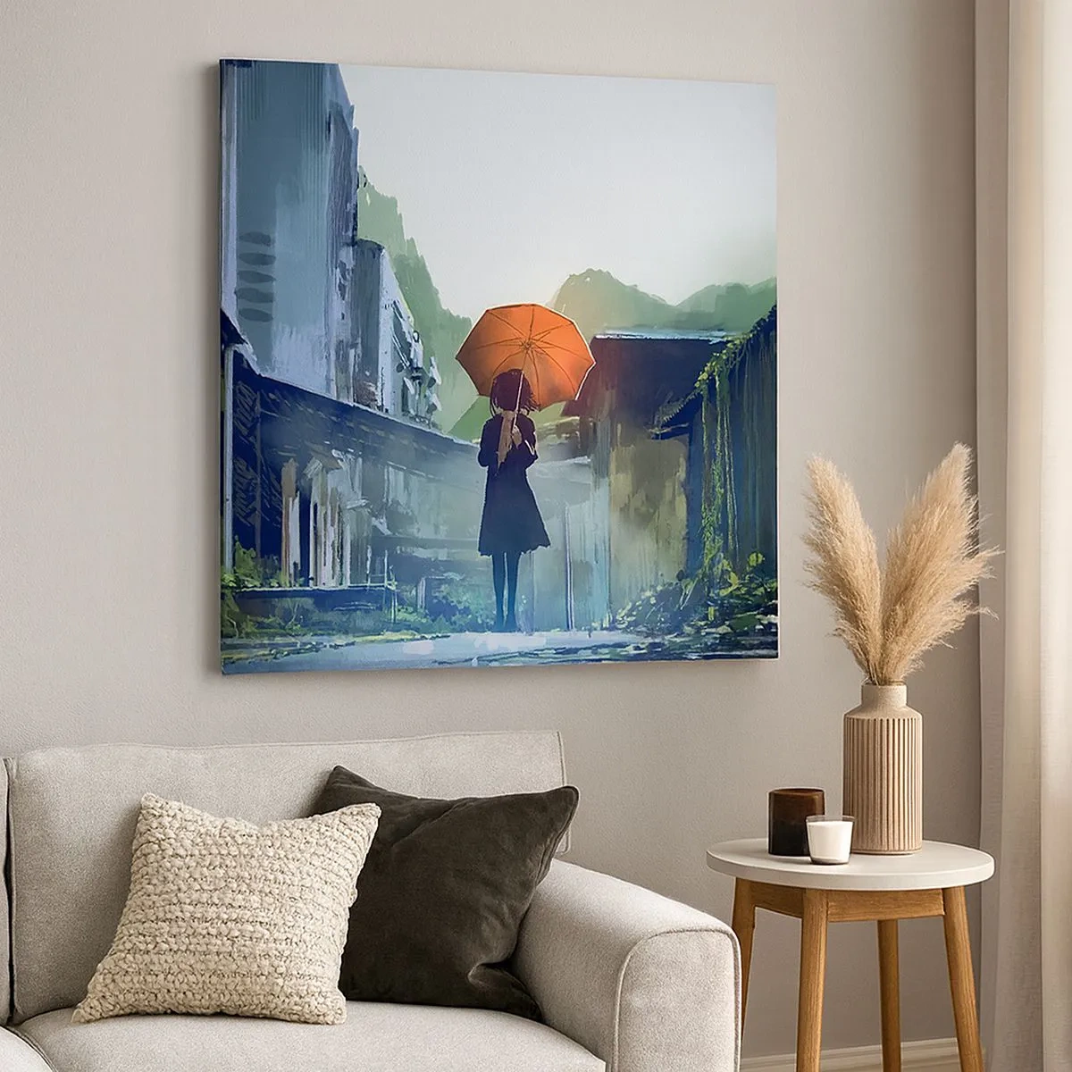 Lærredstryk - Billede på lærred - Revitaliserende regn - 30x30 cm