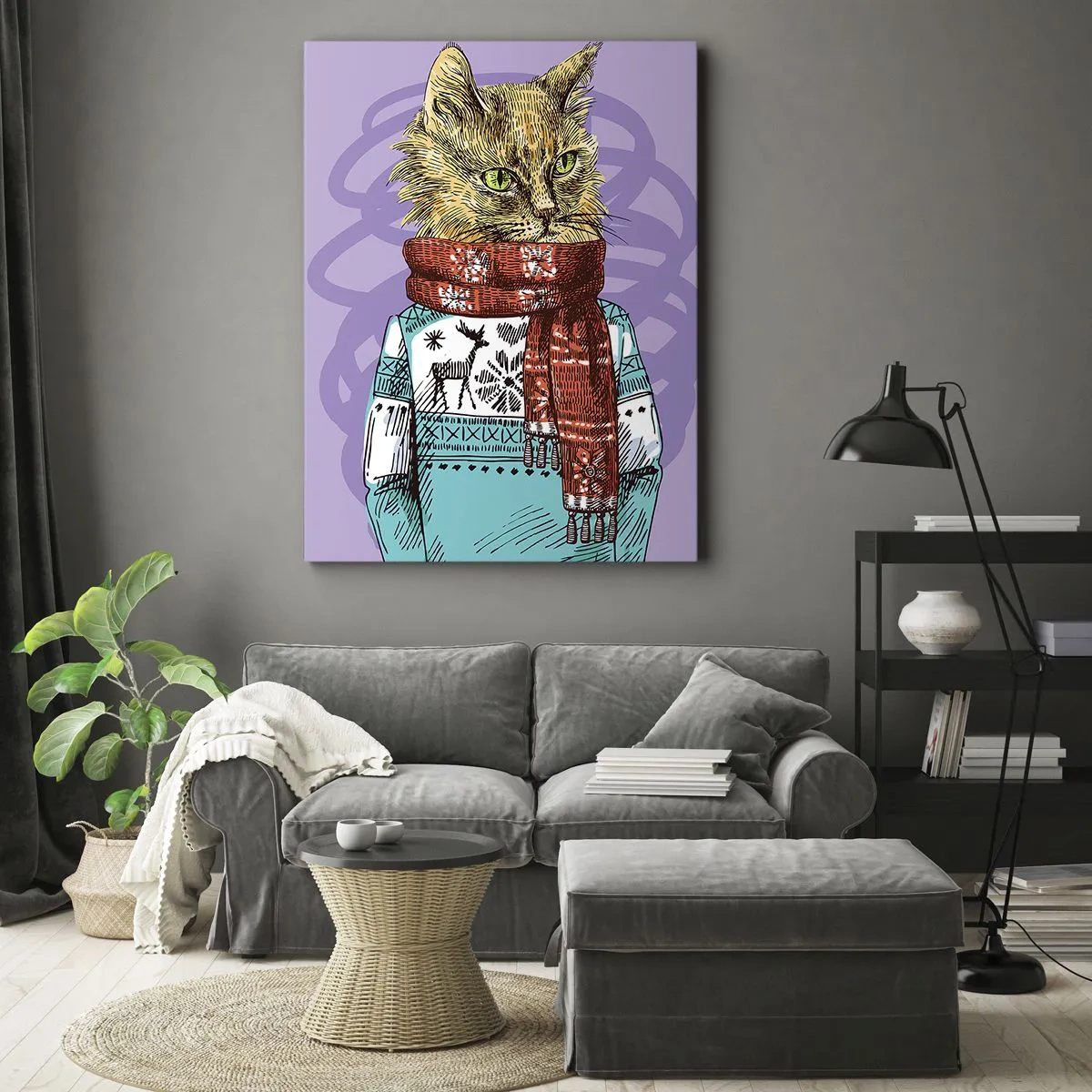 Lærredstryk - Billede på lærred - En kat ikke kun i sko - 70x100 cm