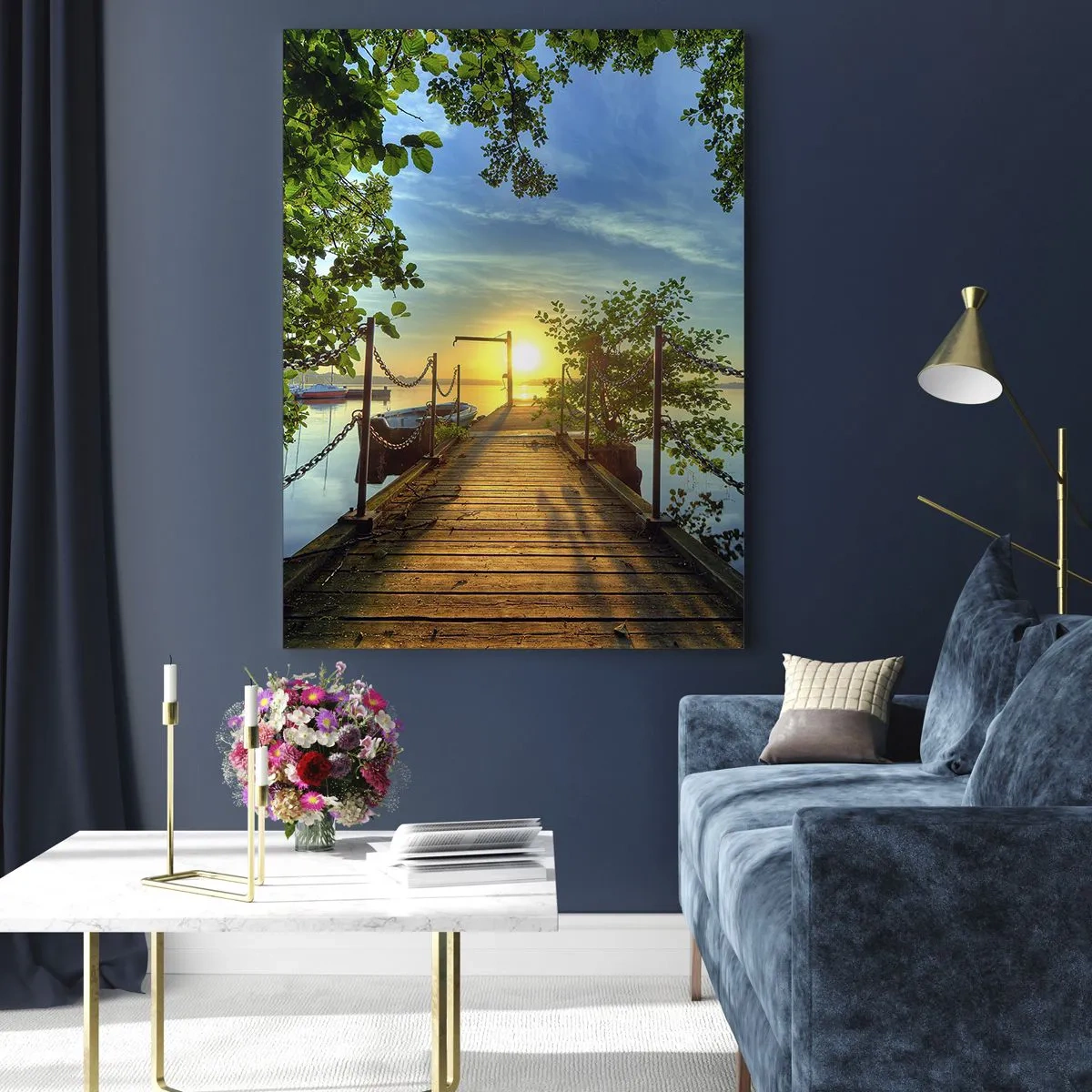 Billede på glas - Mod vest ved vandet - 80x120 cm