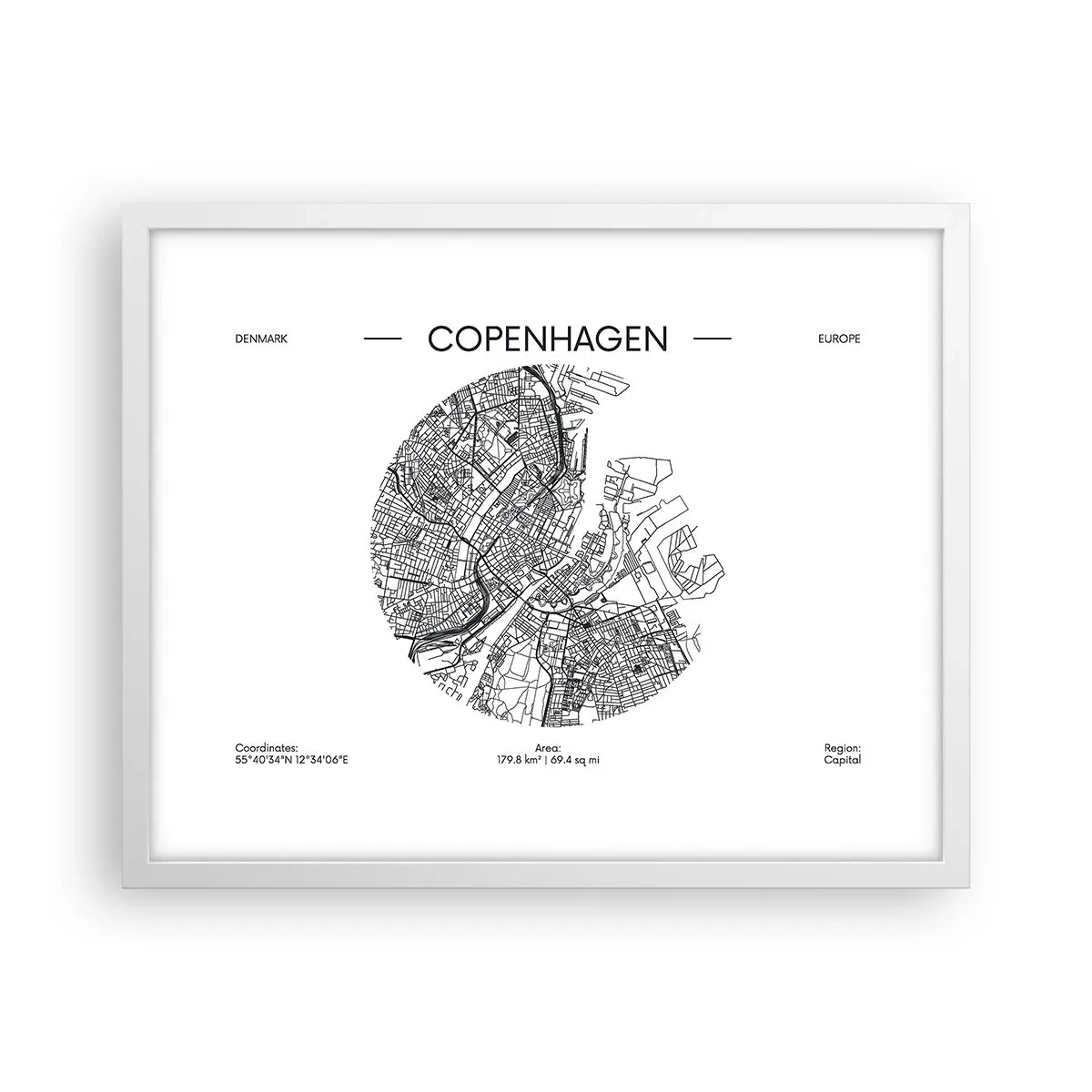 Plakat i hvid ramme - Københavns anatomi - 50x40 cm