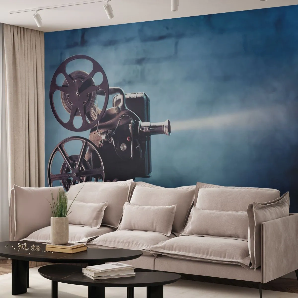 Fototapet Premium Canvas - I en gammel biograf - Filmprojektor, Årgang, Kamera - 500x350 cm