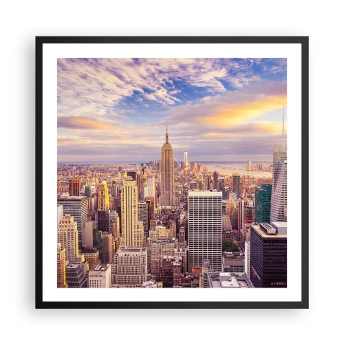 Plakat i sort ramme - Ræk ud efter skyerne selv - 60x60 cm