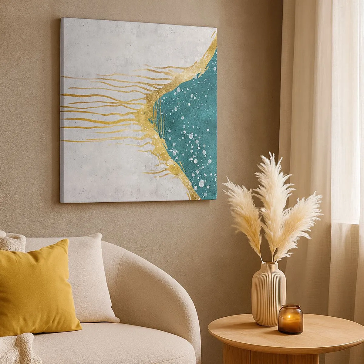 Lærredstryk - Billede på lærred - Gyldent tidevand - 30x30 cm