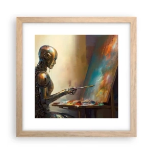 Plakat i ramme af lyst egetræ - Fremtidens kunst - 30x30 cm