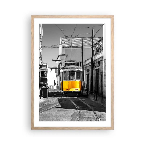 Plakat i ramme af lyst egetræ - Lissabons ånd - 50x70 cm