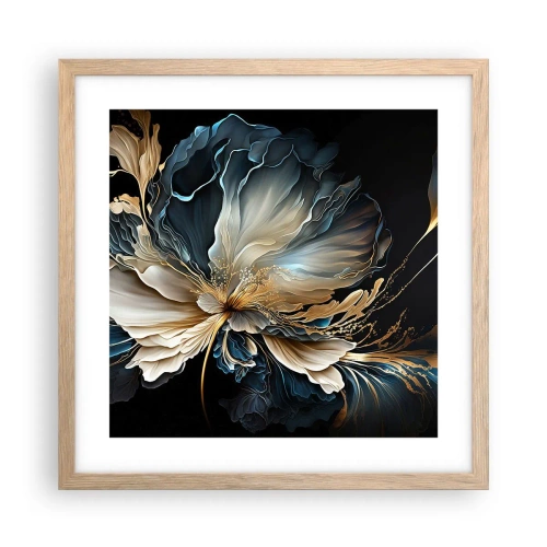 Plakat i ramme af lyst egetræ - Eventyrlig bregneblomst - 40x40 cm