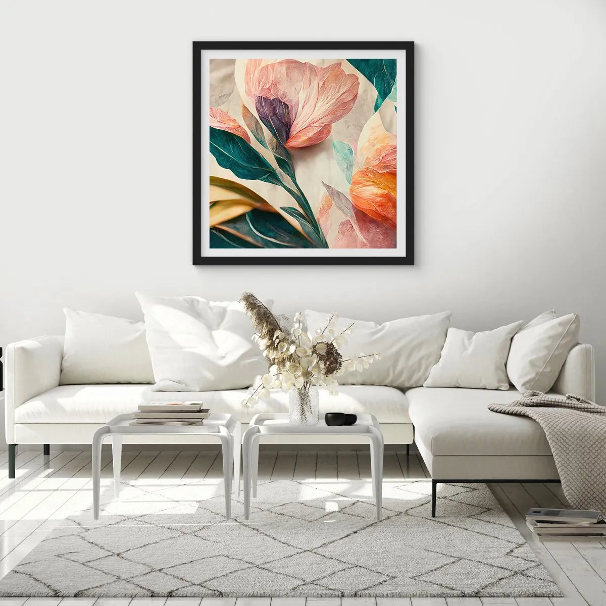Plakat i sort ramme - Blomster på de sydlige øer - 30x30 cm