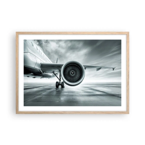 Plakat i ramme af lyst egetræ - Der er kraft! - 70x50 cm