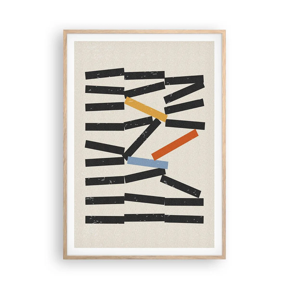 Plakat i ramme af lyst egetræ - Dominoer - komposition - 70x100 cm