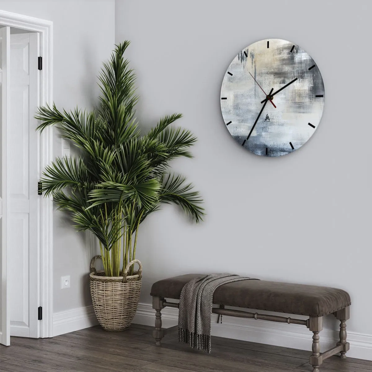 Vægur, Uret - Bag et slør af blåt - 40x40 cm