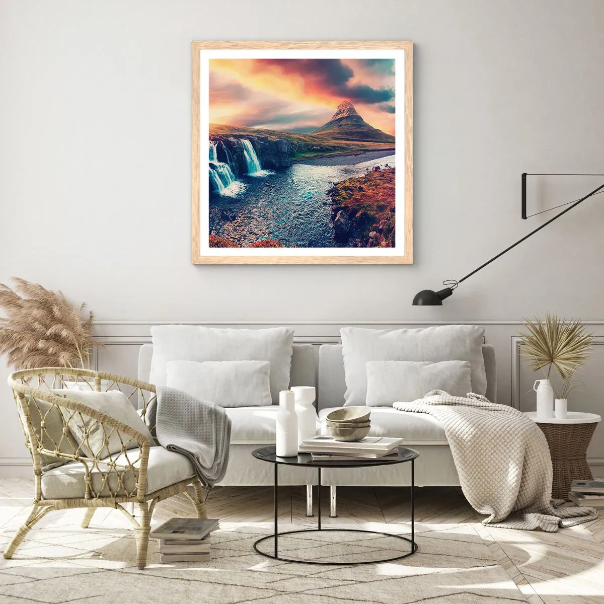 Plakat i ramme af lyst egetræ - I naturens majestæt - 40x40 cm