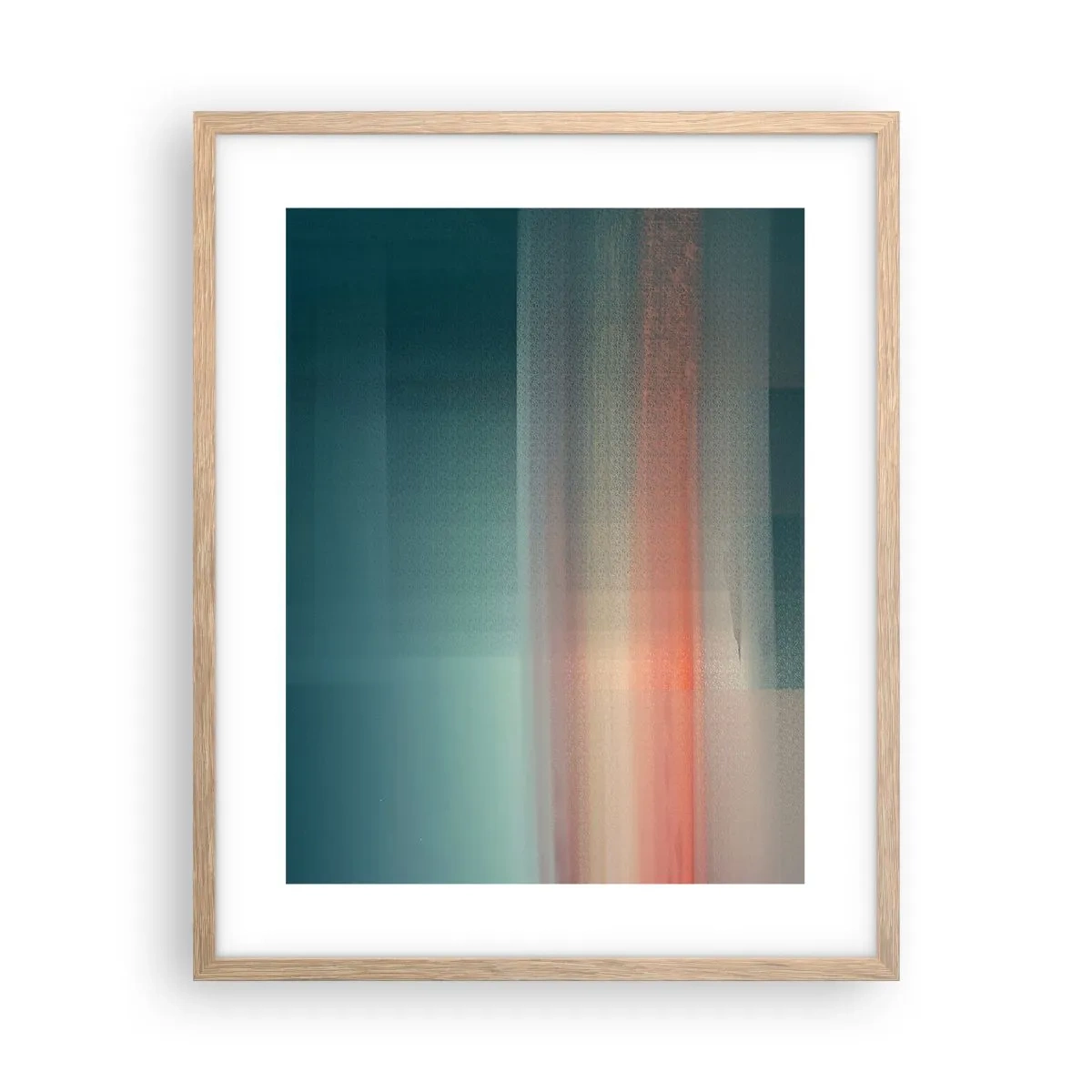 Plakat i ramme af lyst egetræ - Abstraktion: bølger af lys - 40x50 cm