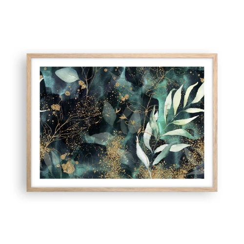Plakat i ramme af lyst egetræ - Fortryllet have - 70x50 cm