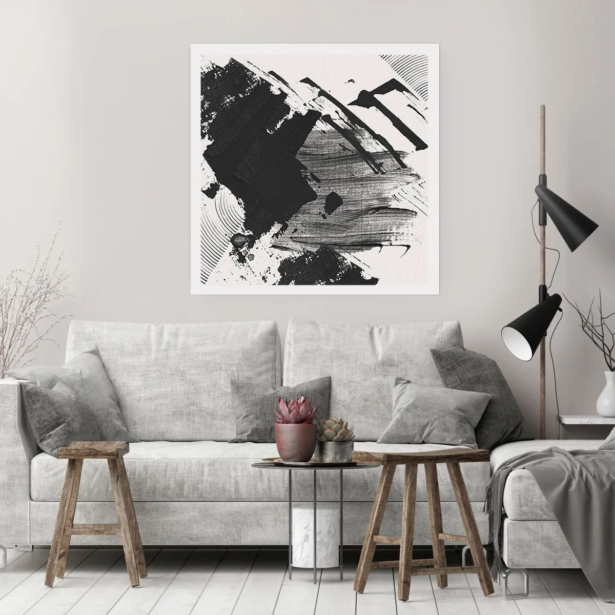 Plakat - Abstraktion - det sortes udtryk - 30x30 cm
