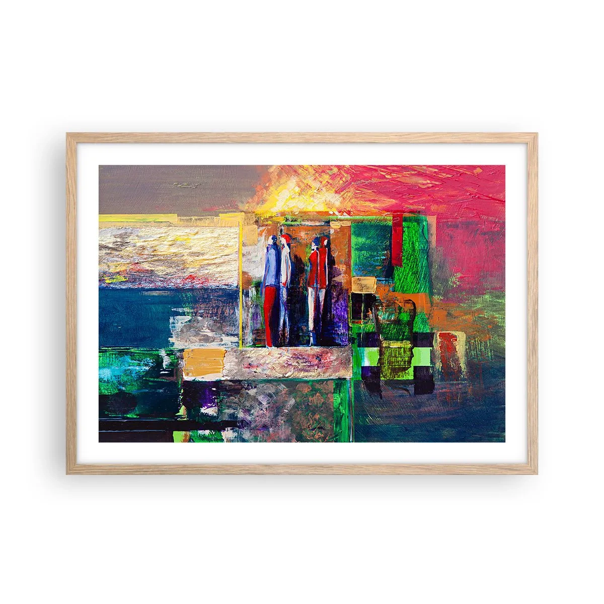 Plakat i ramme af lyst egetræ - Forhold og følelser - 70x50 cm