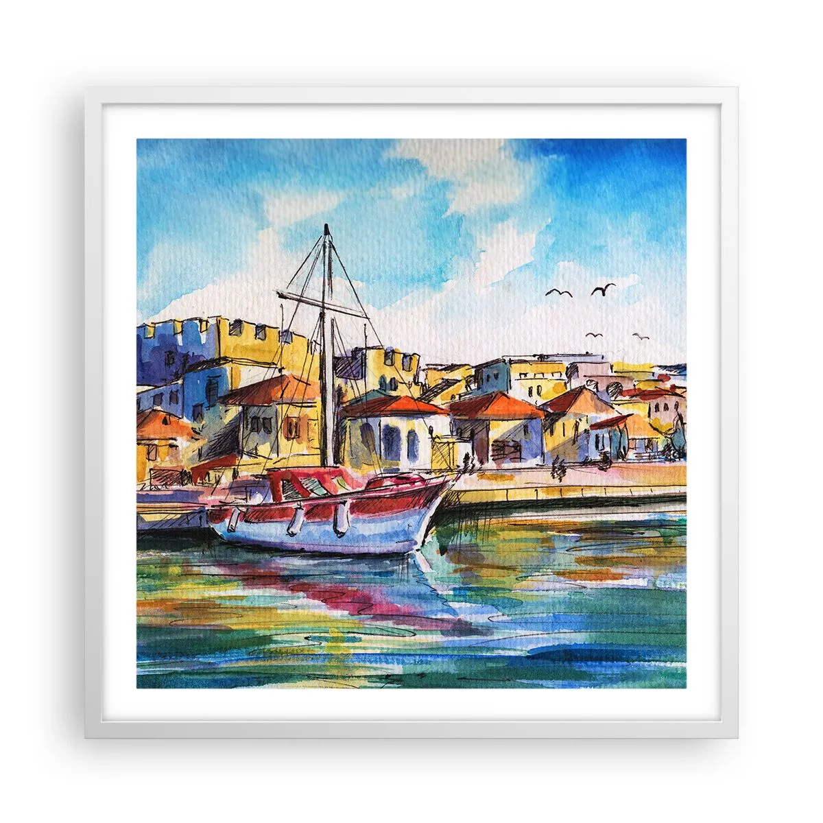 Plakat i hvid ramme - Regnbue eftermiddag - 60x60 cm