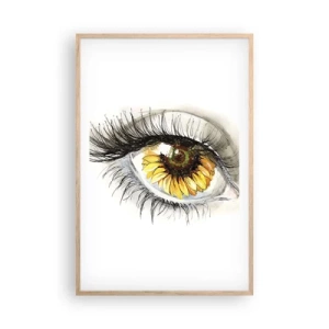 Plakat i ramme af lyst egetræ - Et look lige så varmt som sommeren - 61x91 cm