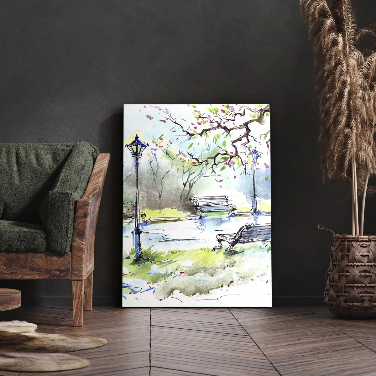 Lærredstryk - Billede på lærred - Den magiske stilhed i parken - 50x70 cm