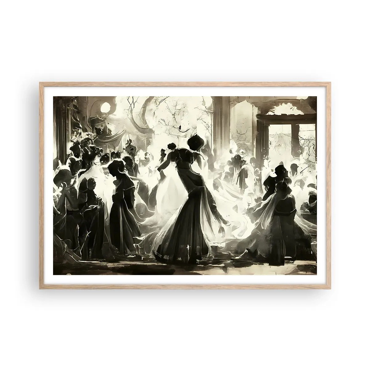 Plakat i ramme af lyst egetræ - Den store maskerade - 100x70 cm