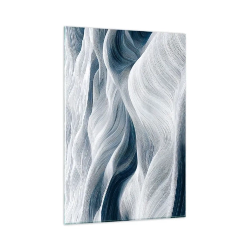 Billede på glas - Hvide og blå bølger - 80x120 cm