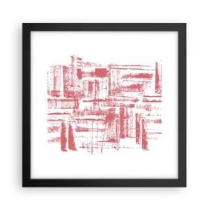 Plakat i sort ramme - Rød by - 30x30 cm