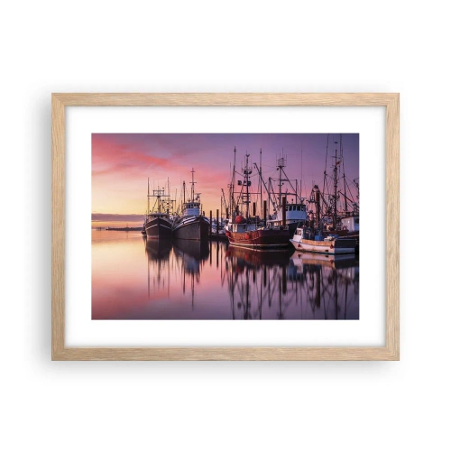 Plakat i ramme af lyst egetræ - Før den næste dag - 40x30 cm