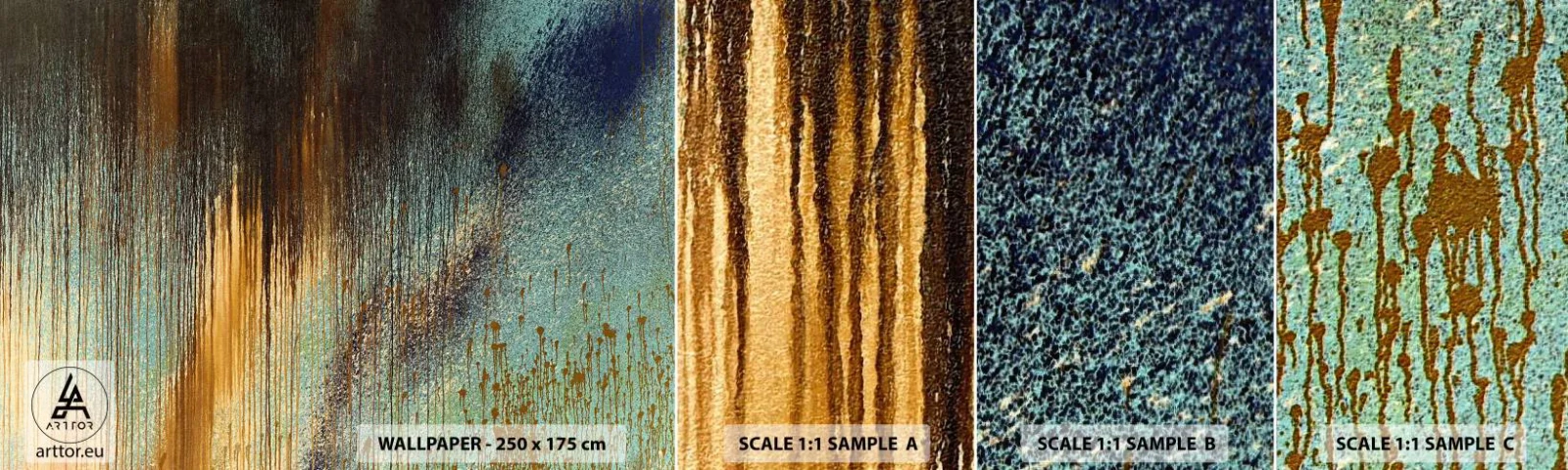 Prøve Fototapet Selvklæbende Deluxe Sticker - En utilsigtet farverig komposition - Abstraktion, Industriel, Maling - 100x30 cm