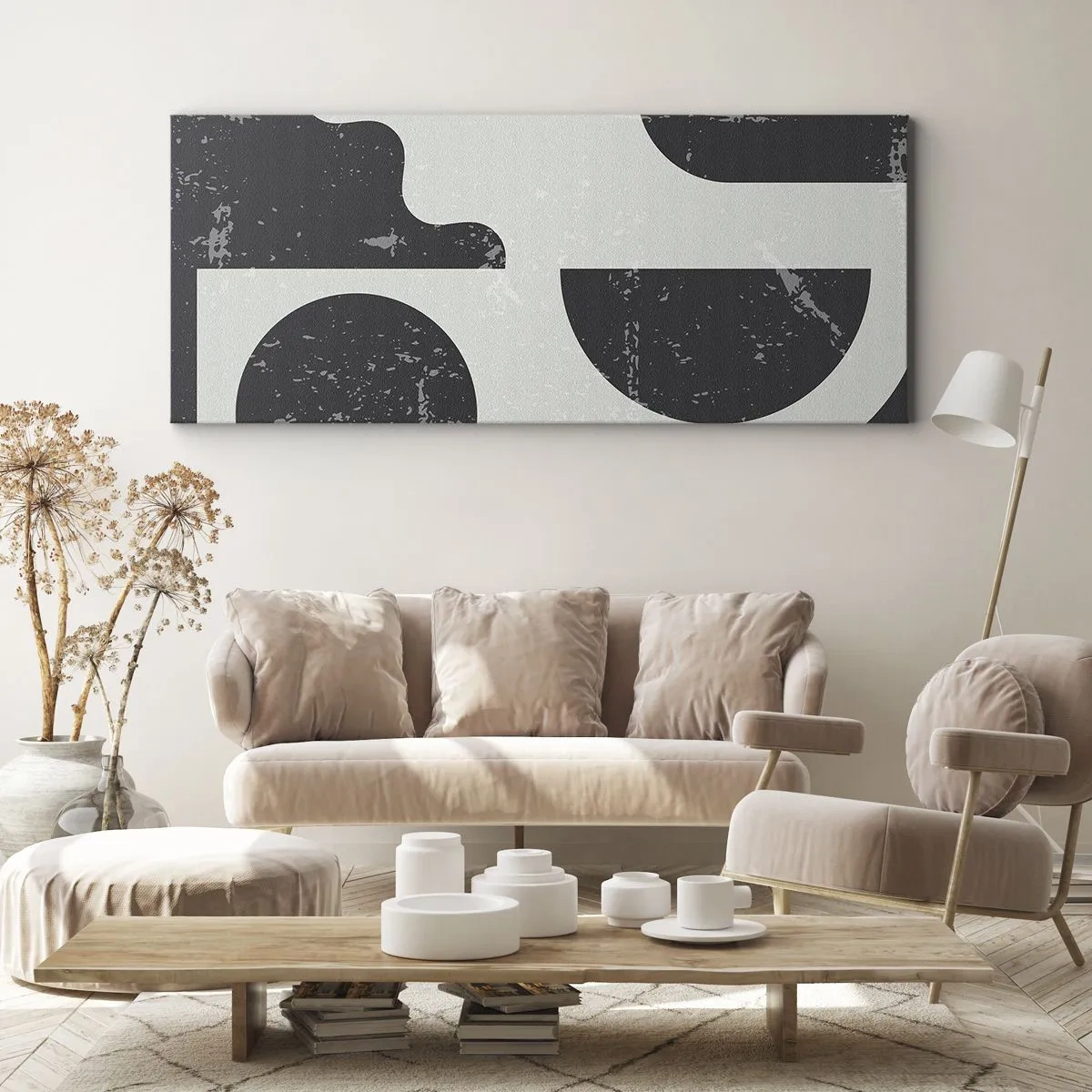 Lærredstryk - Billede på lærred - Komposition over og under - 100x40 cm