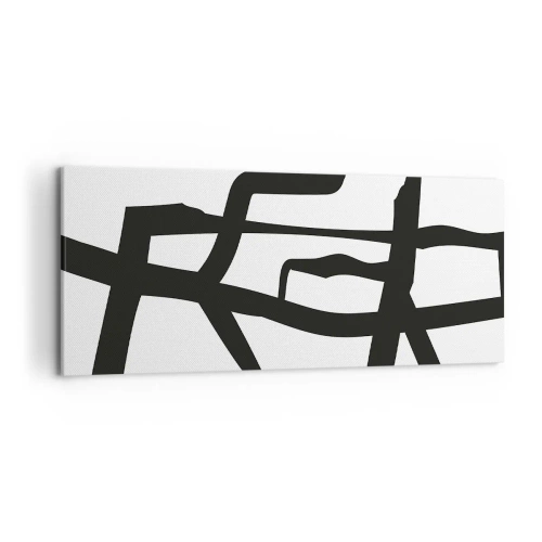 Lærredstryk - Billede på lærred - Sort og hvid konstruktion - 120x50 cm