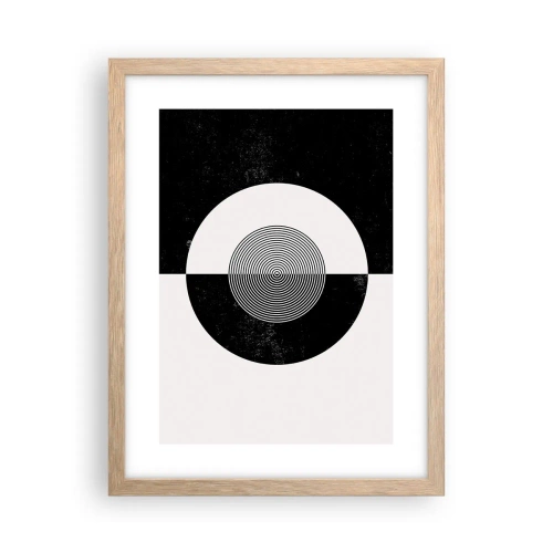 Plakat i ramme af lyst egetræ - Harmoni i sort og hvidt - 30x40 cm
