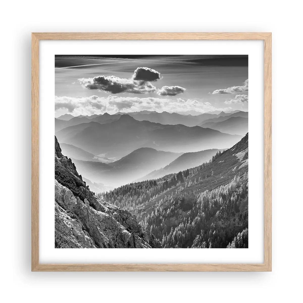 Plakat i ramme af lyst egetræ - Hele vejen til horisonten - 50x50 cm