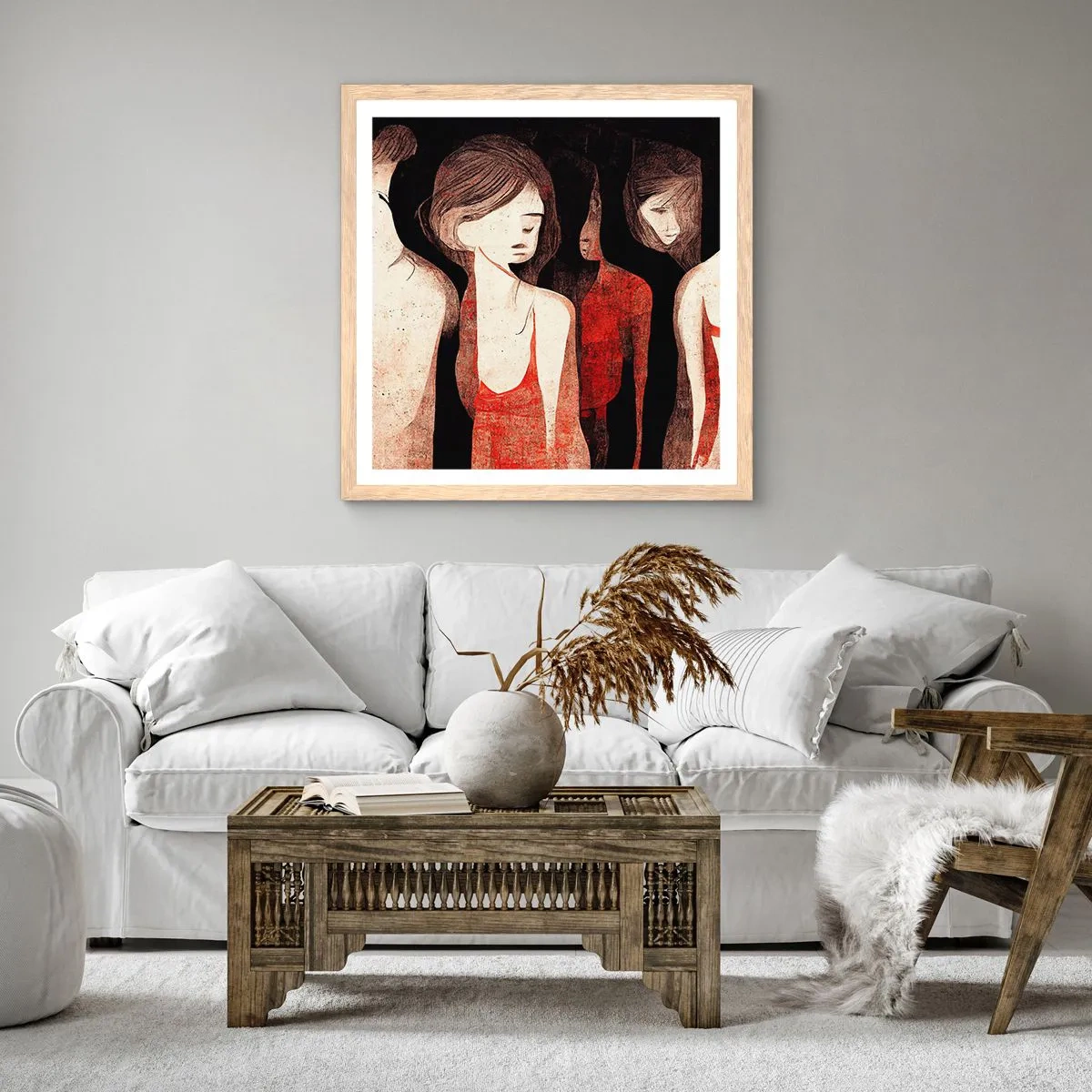 Plakat i ramme af lyst egetræ - Mørkets madonnaer - 30x30 cm