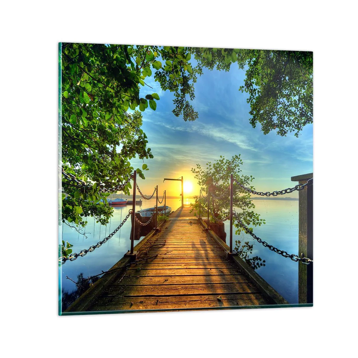Billede på glas - Mod vest ved vandet - 50x50 cm