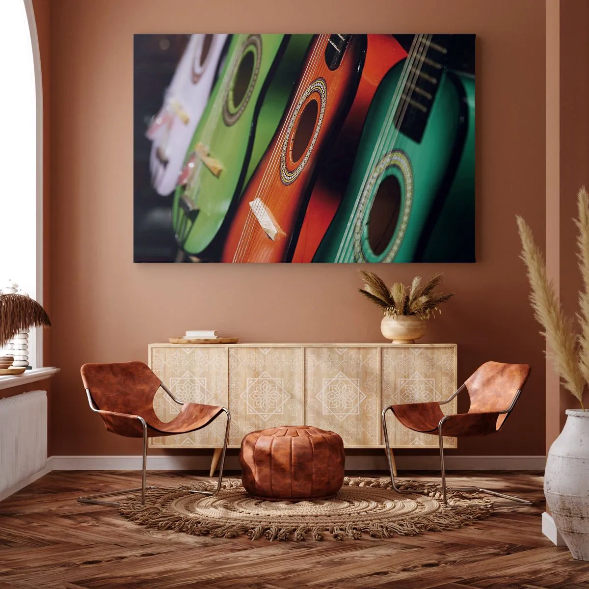 Lærredstryk - Billede på lærred - Guitaren har mange farver - 120x80 cm