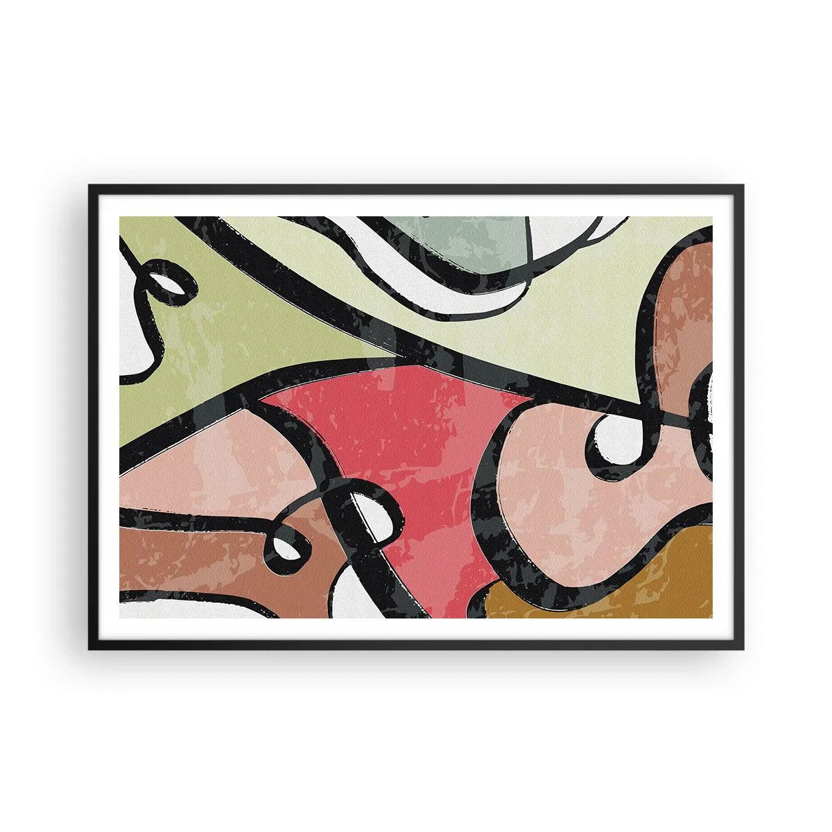 Plakat i sort ramme - Pirouetter blandt farver - 100x70 cm