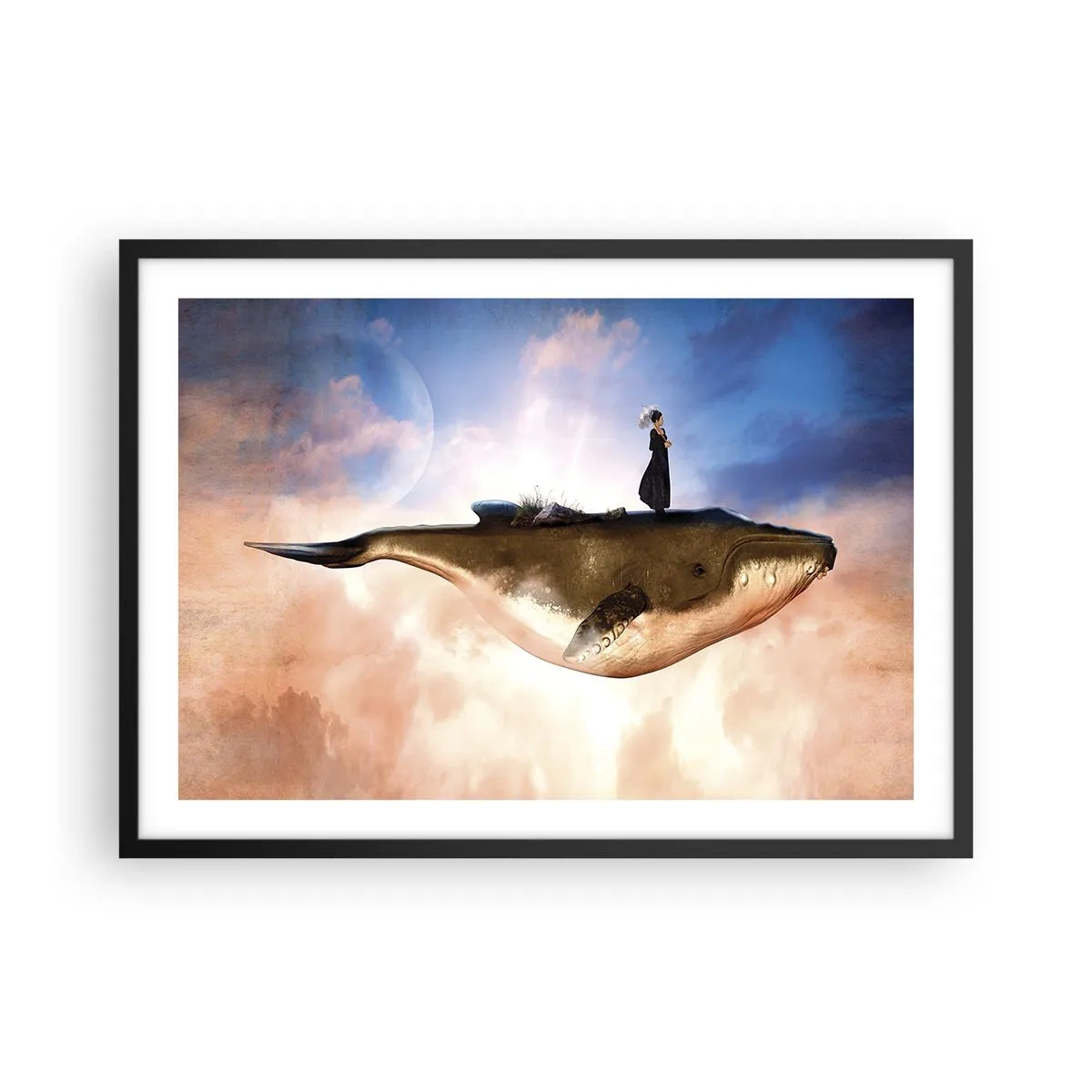 Plakat i sort ramme - En surrealistisk rejse - 70x50 cm